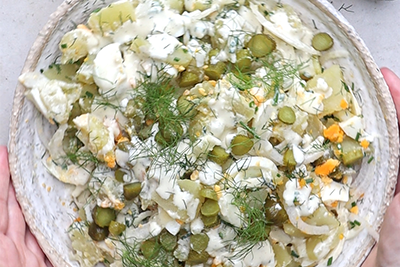 Recept Krompirjeva solata z delikatesnimi kumaricami DROGA - 7.korak