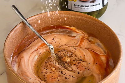 Recept Naložen sladki krompir z mletim mesom, cheddarjem in kislim zeljem - 3.korak