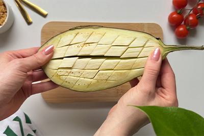 Recept Polnjen jajčevec z lečo - 1.korak